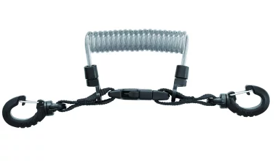 Špirálový kábel s karabínkami INOX